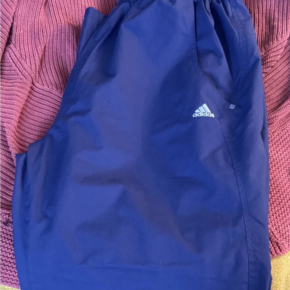 Vintage 2000 Adidas Mens 2 XL Track Warmup Pants, Ankle Zip Navy Blue